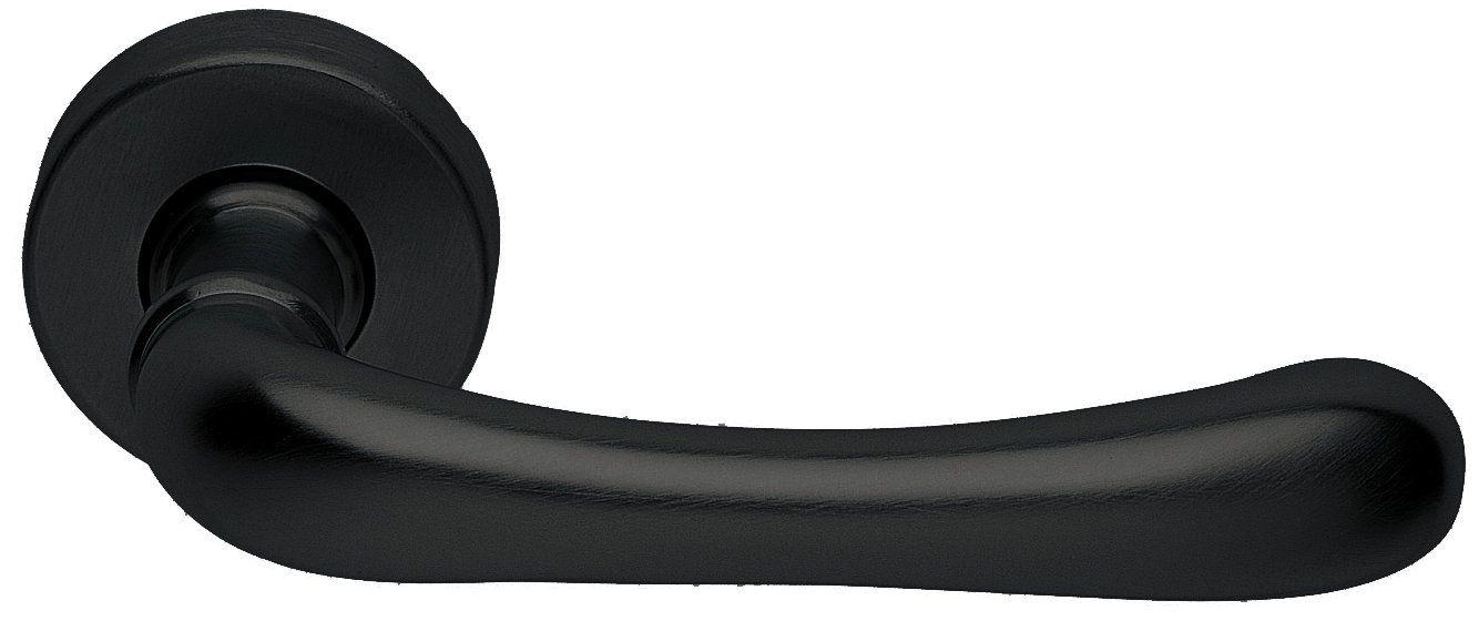 Ручка дверная RING R3-E NERO раздельная на круглой розетке, цвет - черный фото купить Краснодар