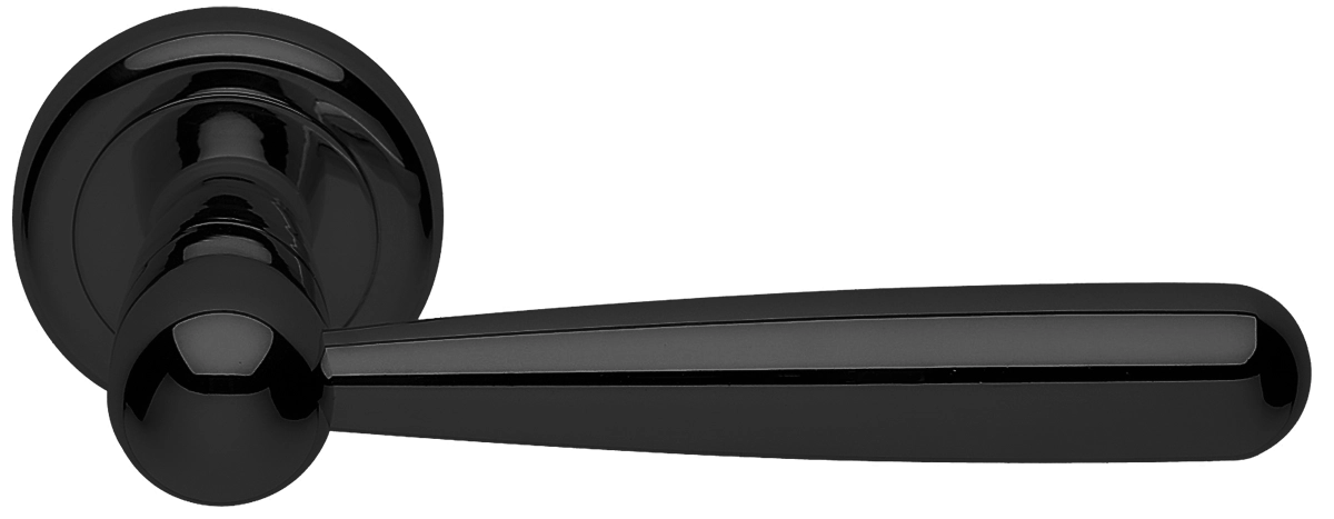 Ручка дверная PINOKKIO R4 NERO раздельная на круглой розетке, цвет - черный фото купить Краснодар