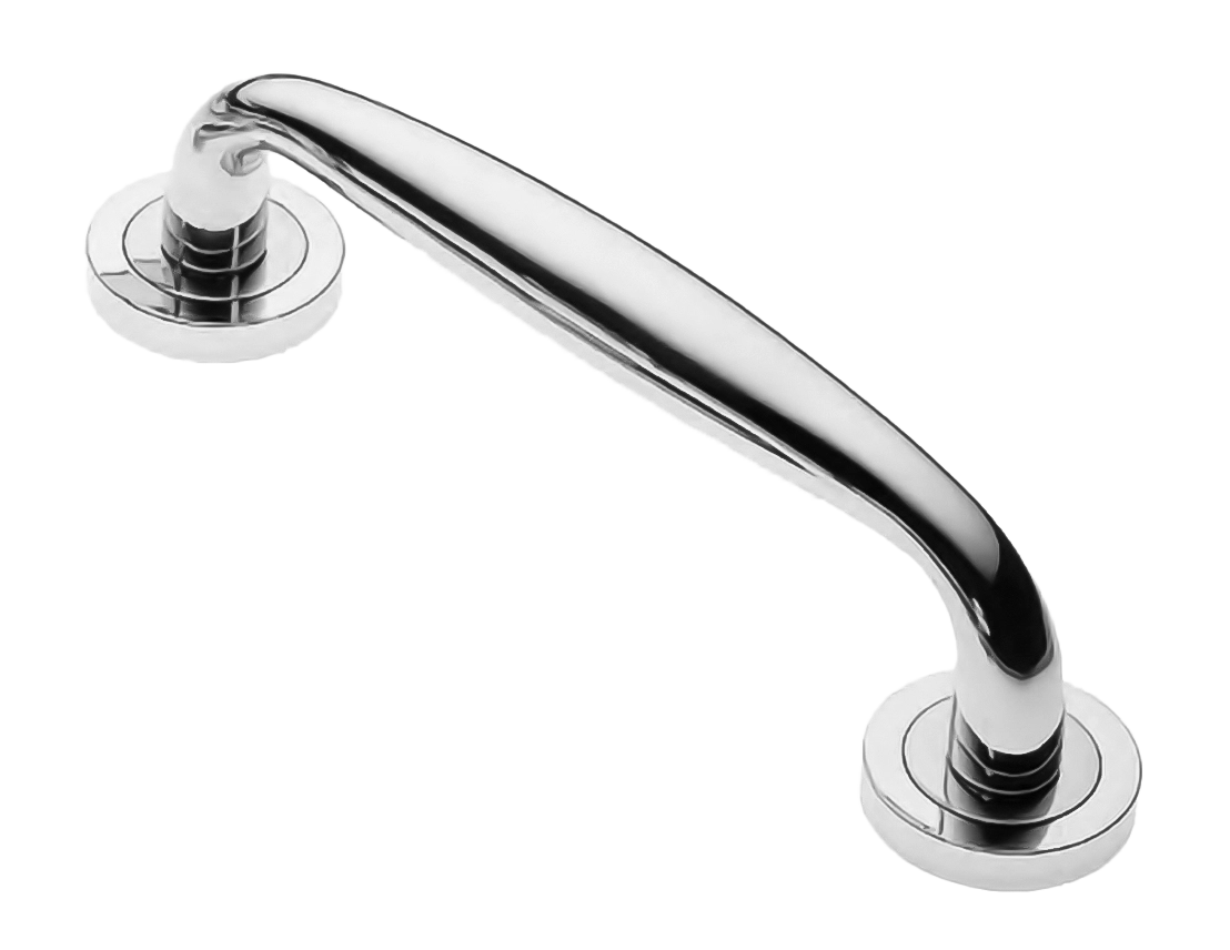 Ручка-скоба дверная Ручка-скоба дверная AIR W1 CRO на круглой розетке, цвет хром, латунь фото купить Краснодар