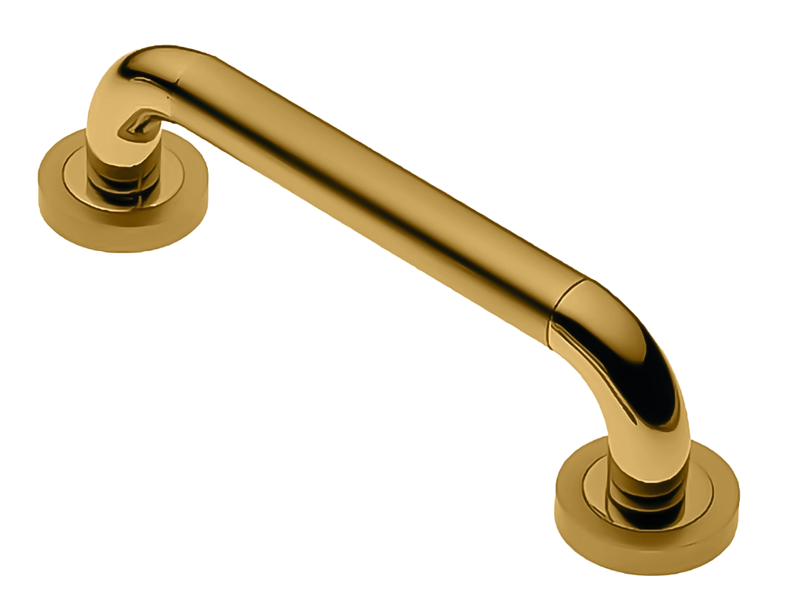 Ручка-скоба дверная GAVANA PH OSA/OTL на круглой розетке, цвет матовое золото/золото, латунь фото купить Краснодар