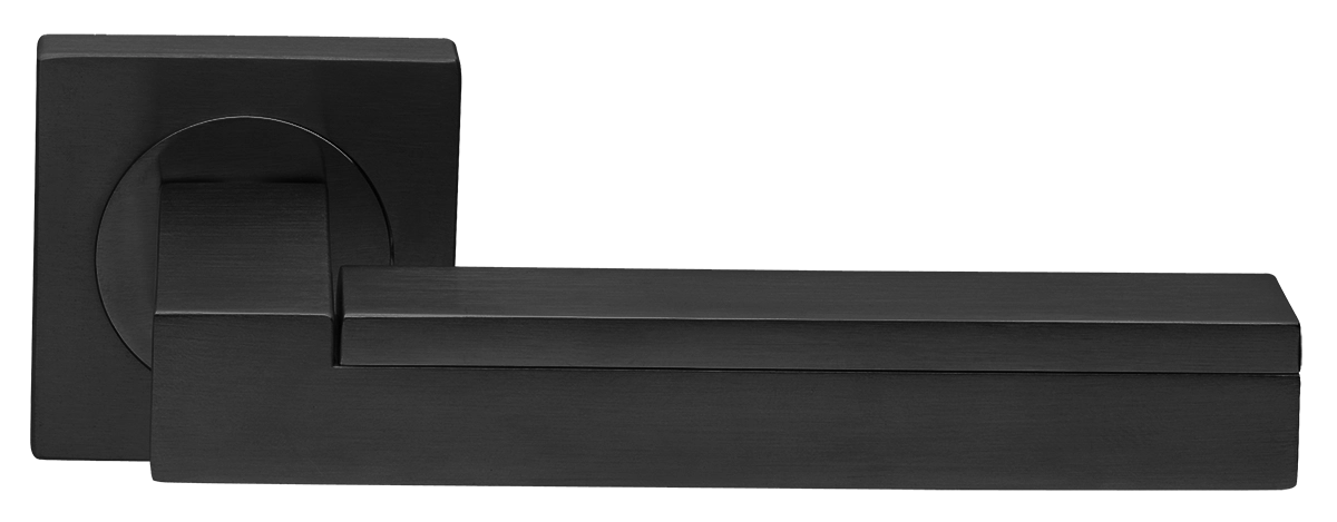 Ручка дверная ISLAND S2 NERO раздельная на квадратной розетке, цвет черный, латунь фото купить в Краснодаре