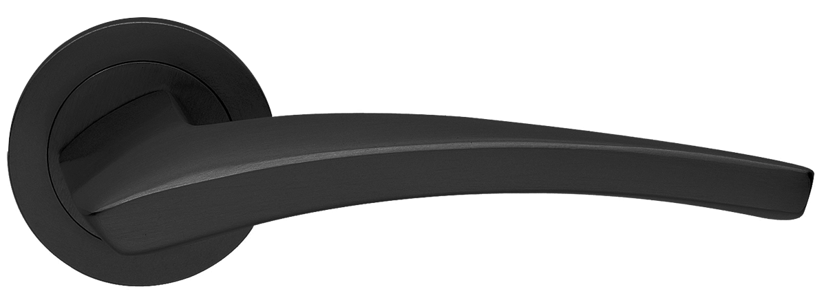 Ручка дверная WIND R2 NERO раздельная на круглой розетке, цвет черный, латунь фото купить в Краснодаре