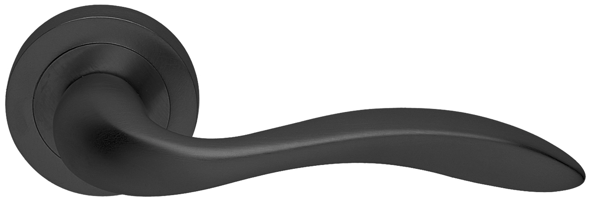 Ручка дверная LEON R2 NERO раздельная на круглой розетке, цвет - черный фото купить в Краснодаре