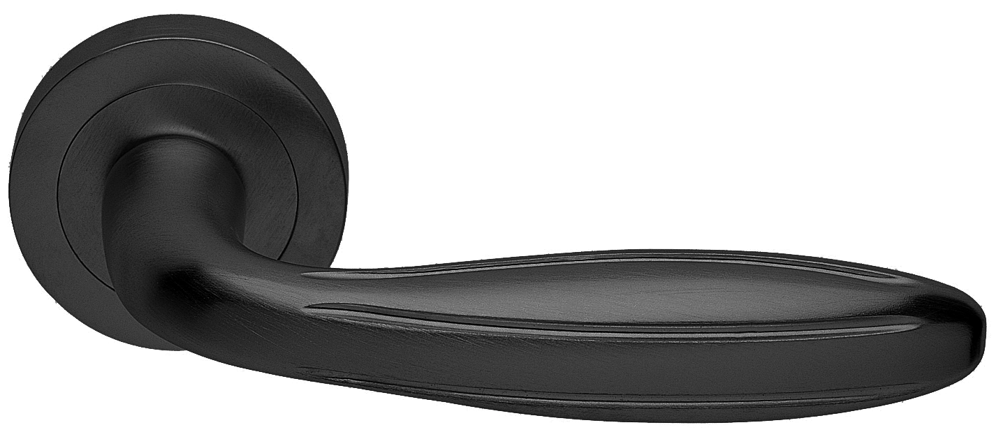 Ручка дверная BUD R2 NERO раздельная на круглой розетке, цвет - черный фото купить в Краснодаре