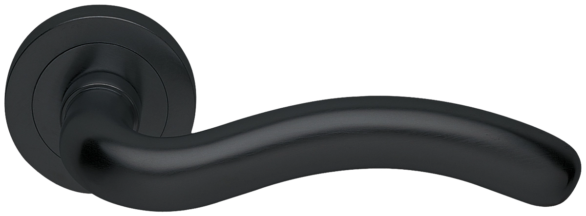 Ручка дверная SNAKE R2 NERO раздельная на круглой розетке, цвет - черный фото купить в Краснодаре