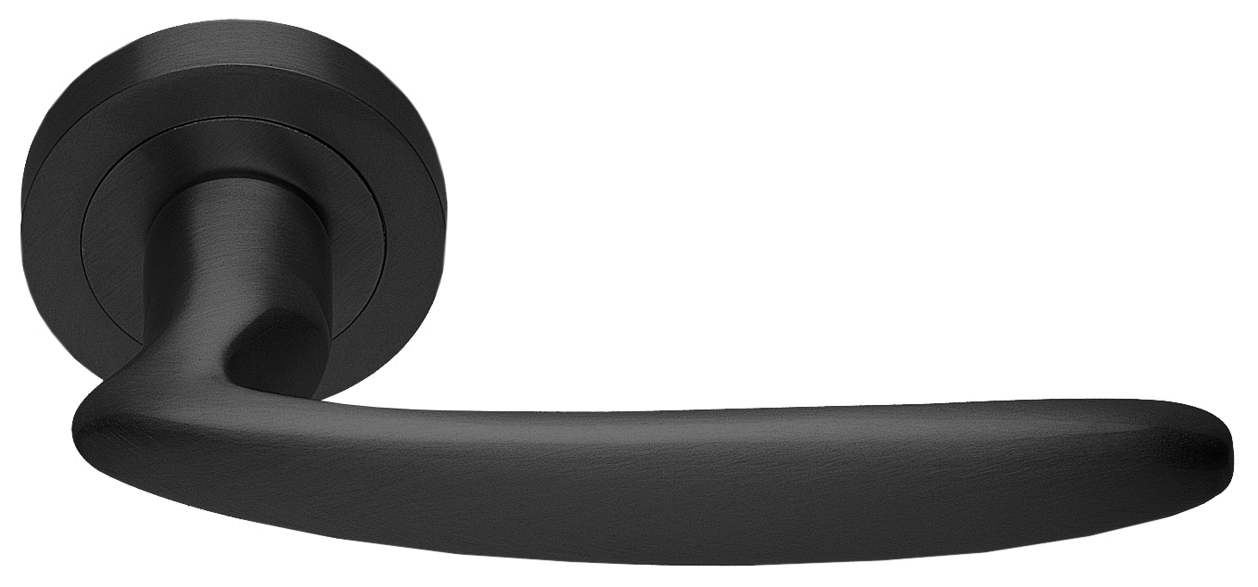 Ручка дверная FLAMINGO R2 NERO раздельная на круглой розетке, цвет - черный фото купить в Краснодаре