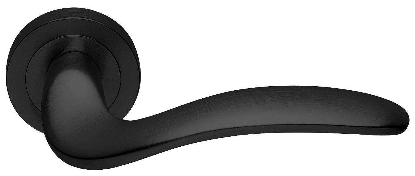 Ручка дверная COBRA R2 NERO раздельная на круглой розетке, цвет - черный фото купить в Краснодаре