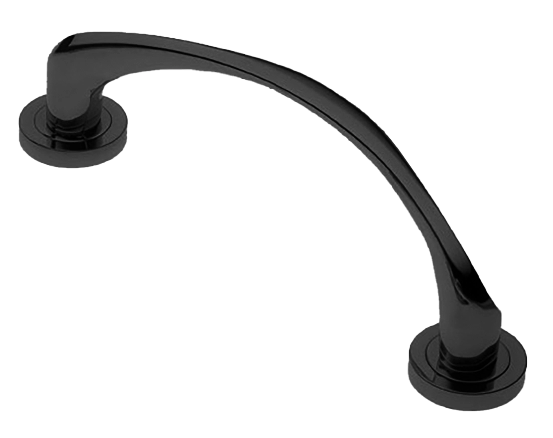 Ручка-скоба дверная COBRA PH NERO на круглой розетке, цвет черный, латунь фото купить в Краснодаре