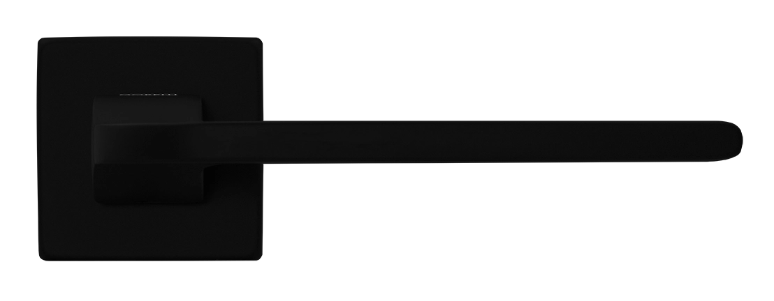 Ручка дверная SPUTNIK S5 NERO-ST на квадратной розетке, цвет черный soft-touch, ЦАМ фото фурнитура Краснодар