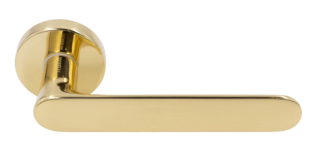 Ручка дверная LE BOAT R5 OTL раздельная на круглой розетке, цвет золото, латунь фото купить Краснодар