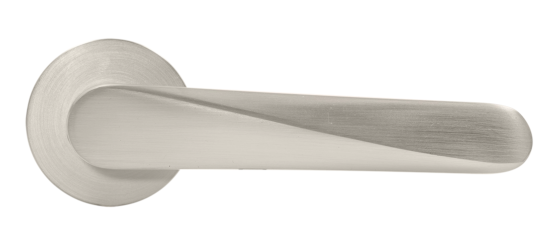 Ручка дверная CAYAN MH-58-R6 MSN раздельная на круглой розетке 6 мм, цвет матовый сатинированный никель, ЦАМ фото купить в Краснодаре