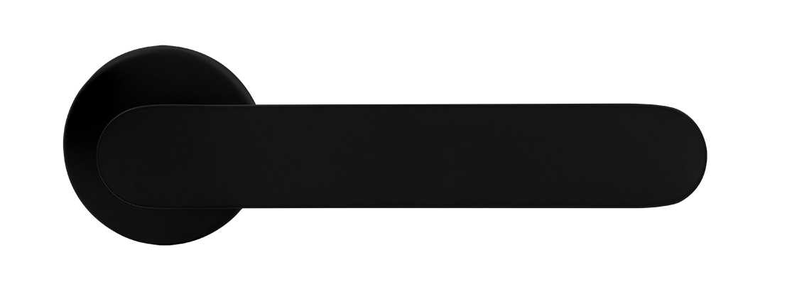 Ручка дверная LE BOAT R5 NERO-ST раздельная на круглой розетке, цвет черный soft-touch, латунь фото купить в Краснодаре