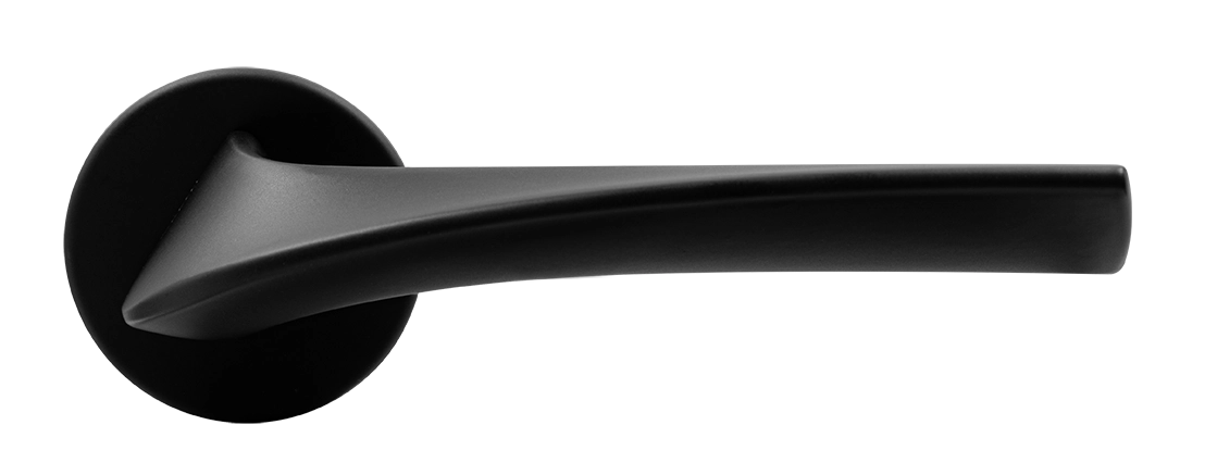 Ручка дверная COMETA R5 NERO-ST на круглой розетке цвет черный soft-touch, ЦАМ фото купить в Краснодаре