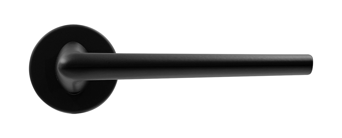 Ручка дверная THE FORCE R5 NERO-ST на круглой розетке, цвет черный soft-touch, ЦАМ фото купить в Краснодаре
