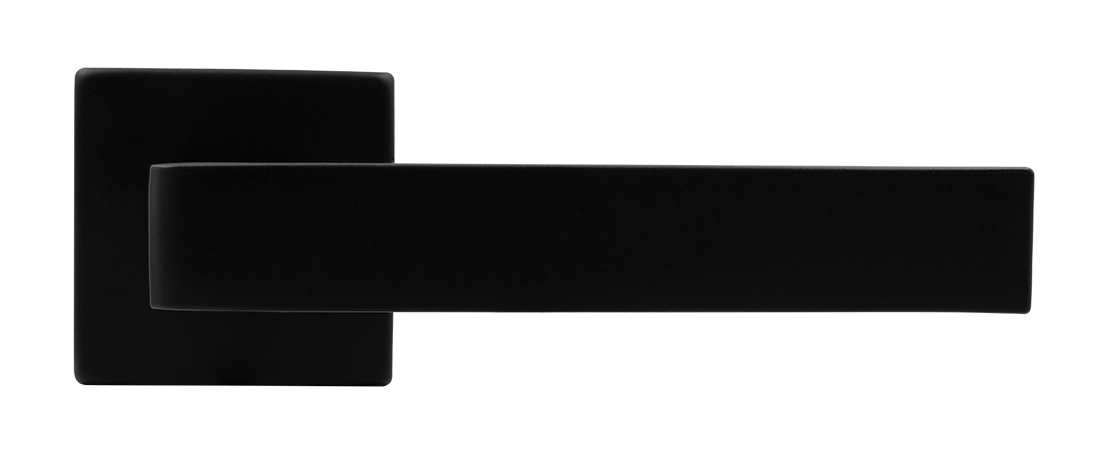 Ручка дверная HORIZONT S5 NERO-ST на квадратной розетке, цвет черный soft-touch, ЦАМ фото купить в Краснодаре