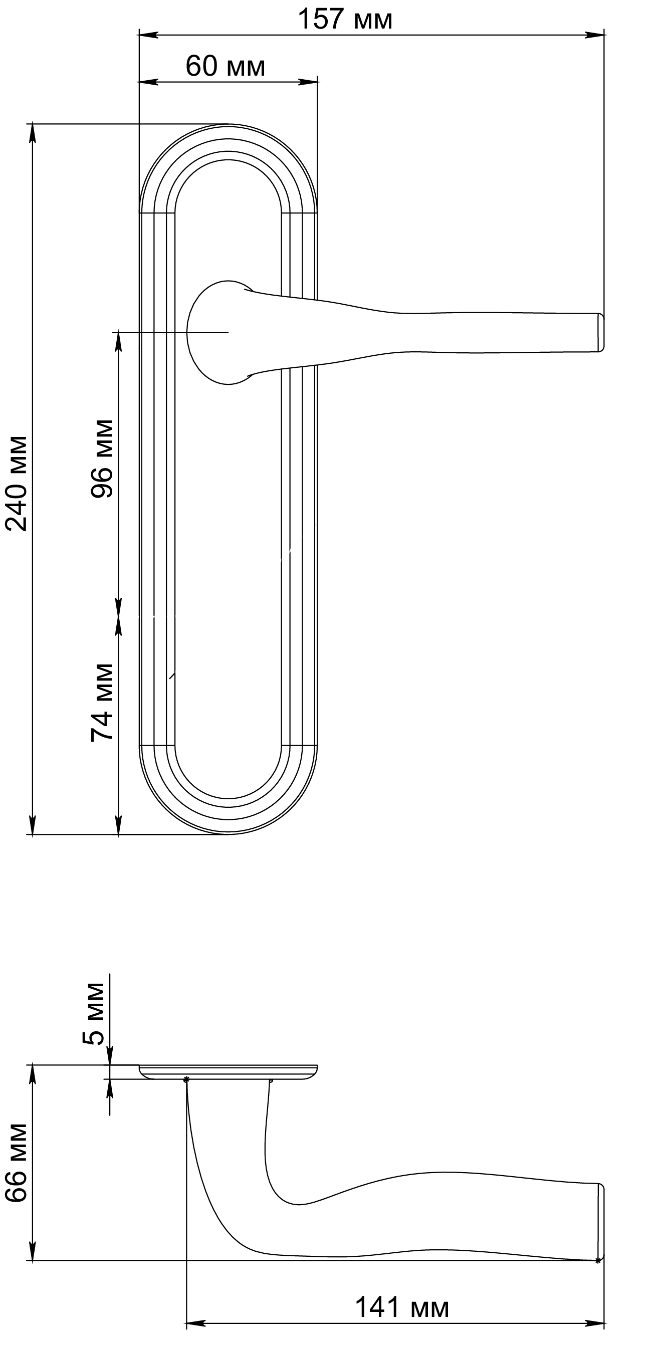 Ручка дверная LVB PLR SST на планке, цвет Летняя гроза/Summer Storm фото фурнитура Краснодар