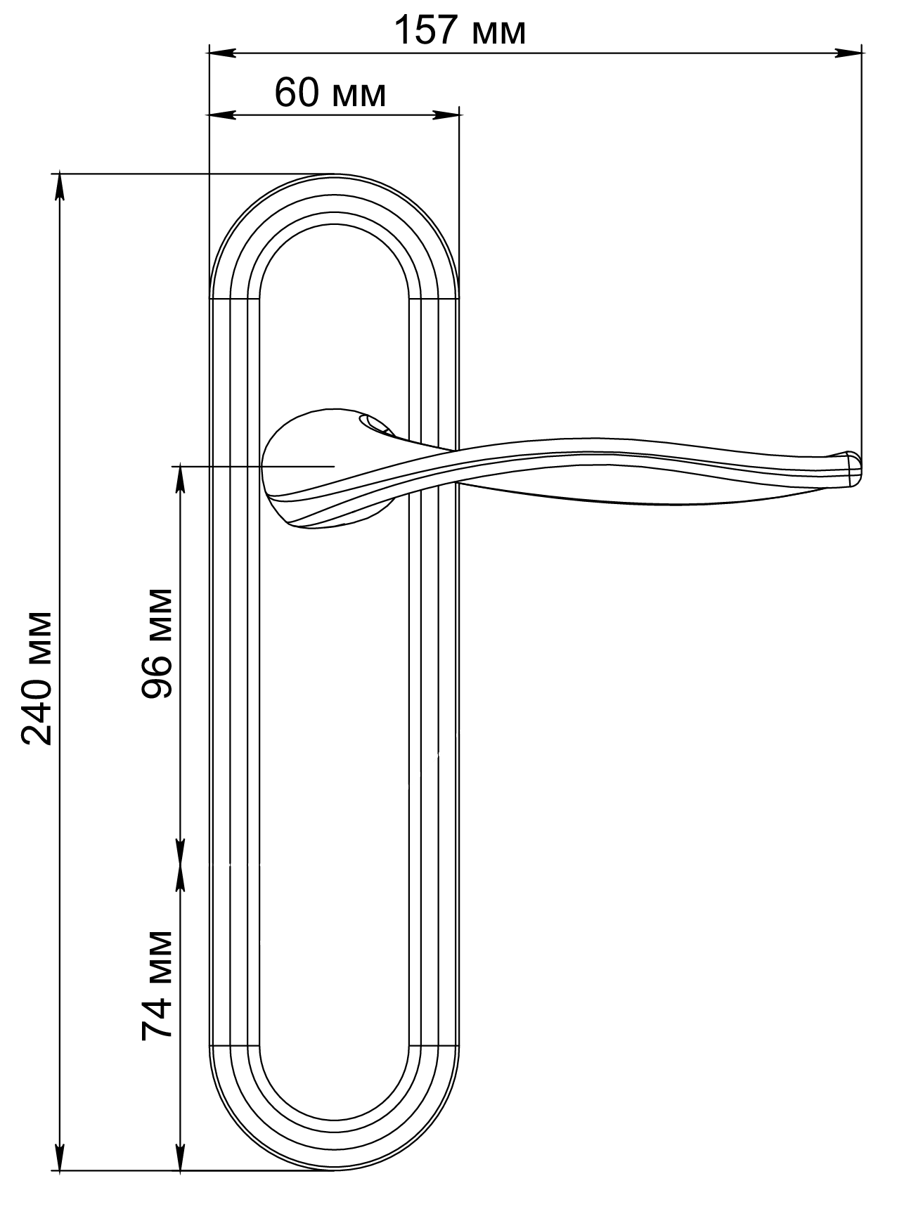 Ручка дверная SKYSCRAPER PLR SST на планке, цвет Летняя гроза/Summer Storm фото фурнитура Краснодар