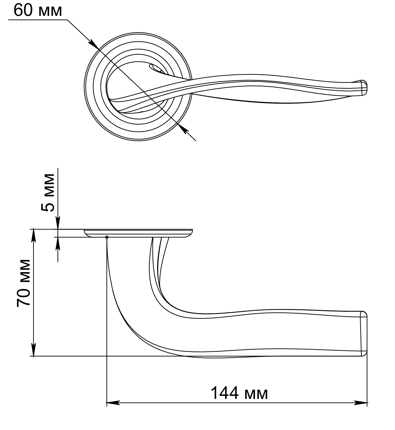 Ручка дверная SKYSCRAPER R7 SST на круглой розетке, цвет Летняя гроза/Summer Storm фото фурнитура Краснодар