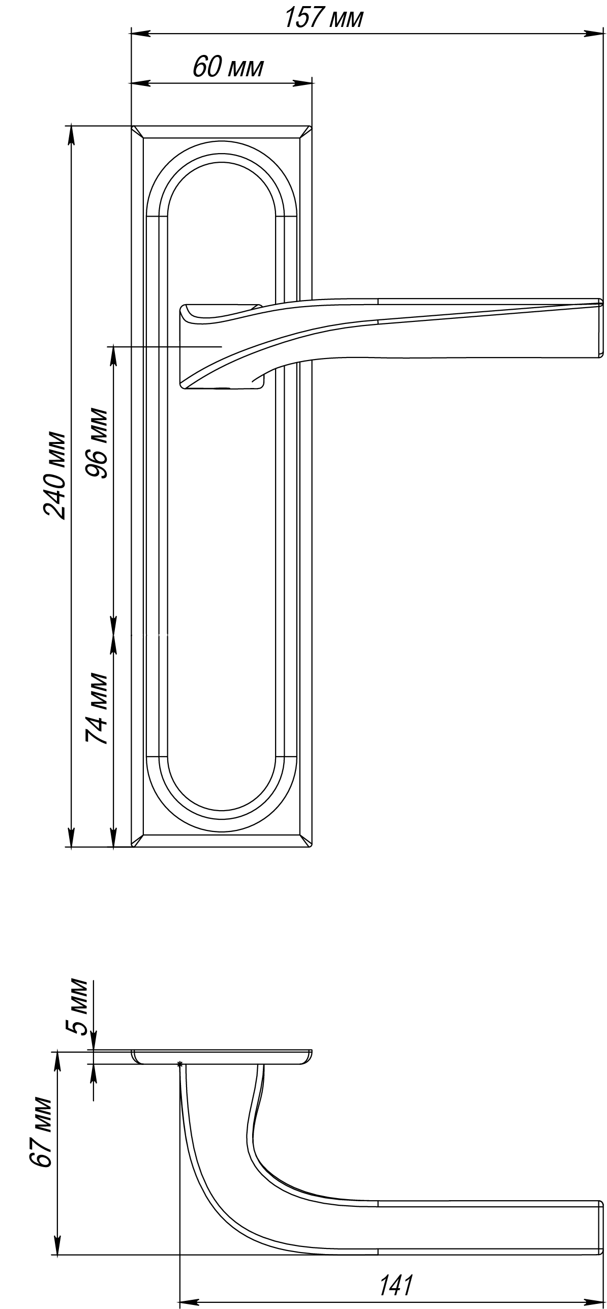 Ручка дверная WD CONCERT HALL PLS SST на планке, цвет Летняя гроза/Summer Storm фото фурнитура Краснодар