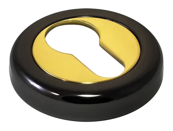 LUX-KH-R4 NNO, накладка на евроцилиндр, цвет - черный хром/золото фото купить Краснодар