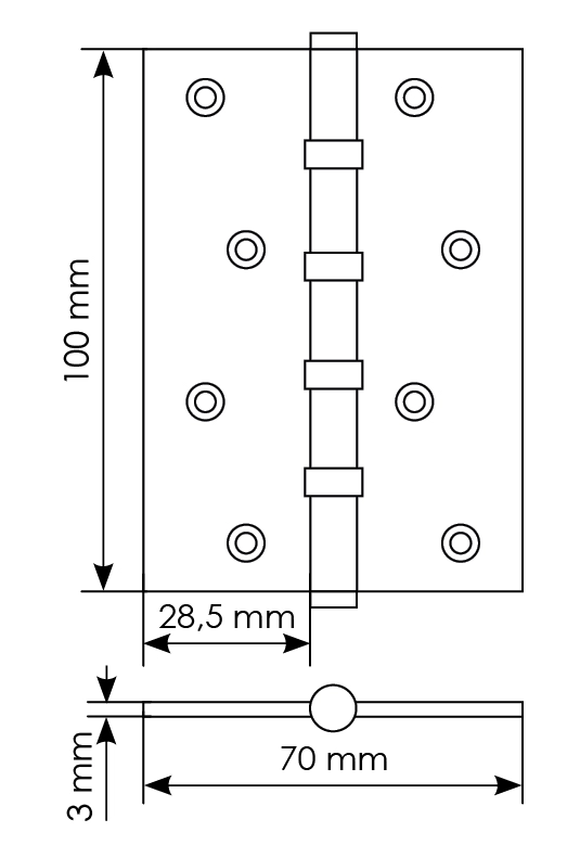 Петля карточная универсальная MBU 100X70X3-4BB COF латунь,врезная,цвет кофе фото купить в Краснодаре