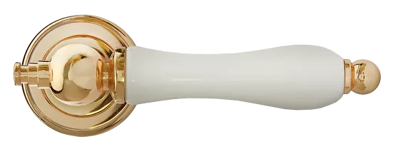 MART, ручка дверная MH-42-CLASSIC PG/W, цвет - золото/белый фото купить в Краснодаре