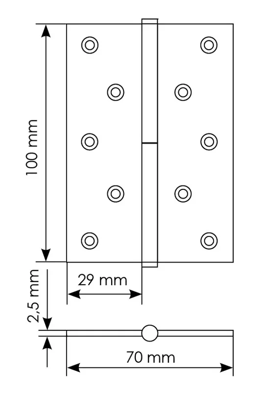 Петля универсальная разъемная MSD 100X70X2.5 AB L стальная левая, врезная, цвет бронза фото купить в Краснодаре