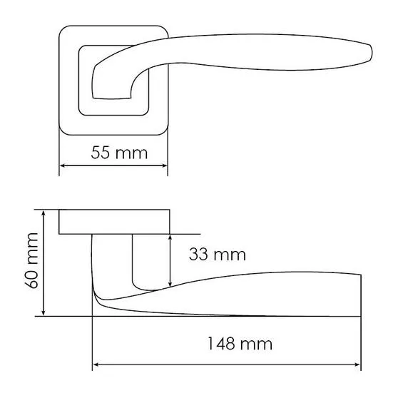 Ручка дверная SHELL MH-45 GR/CP-S55 раздельная на квадратной розетке, цвет графит/хром, ЦАМ Light фото купить в Краснодаре