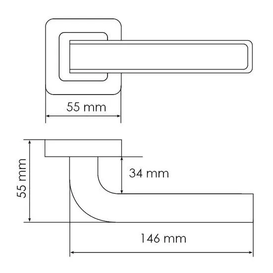 Ручка дверная EON MH-46 GR/CP-S55 раздельная на квадратной розетке, цвет графит/хром, ЦАМ Light фото фурнитура Краснодар