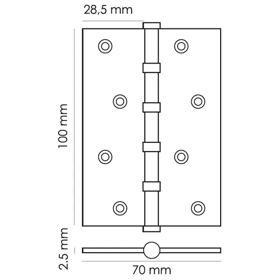 Петля карточная универсальная MS 100X70X2.5-4BB BL, врезная, цвет черный, сталь фото купить в Краснодаре