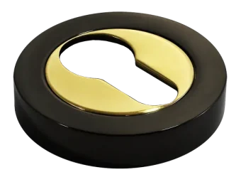 LUX-KH-R2 NNO, накладка на евроцилиндр, цвет - черный хром/золото