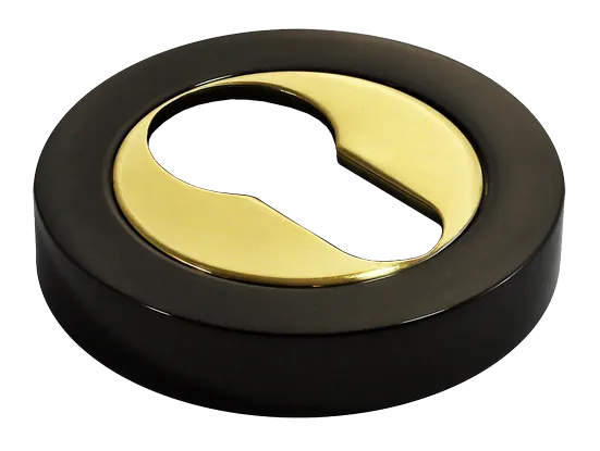 LUX-KH-R2 NNO, накладка на евроцилиндр, цвет - черный хром/золото фото купить Краснодар