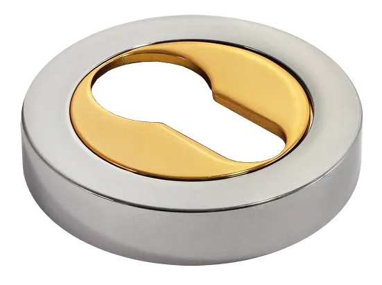 LUX-KH-R2 COT, накладка на евроцилиндр, цвет - глянцевый хром/золото фото купить Краснодар
